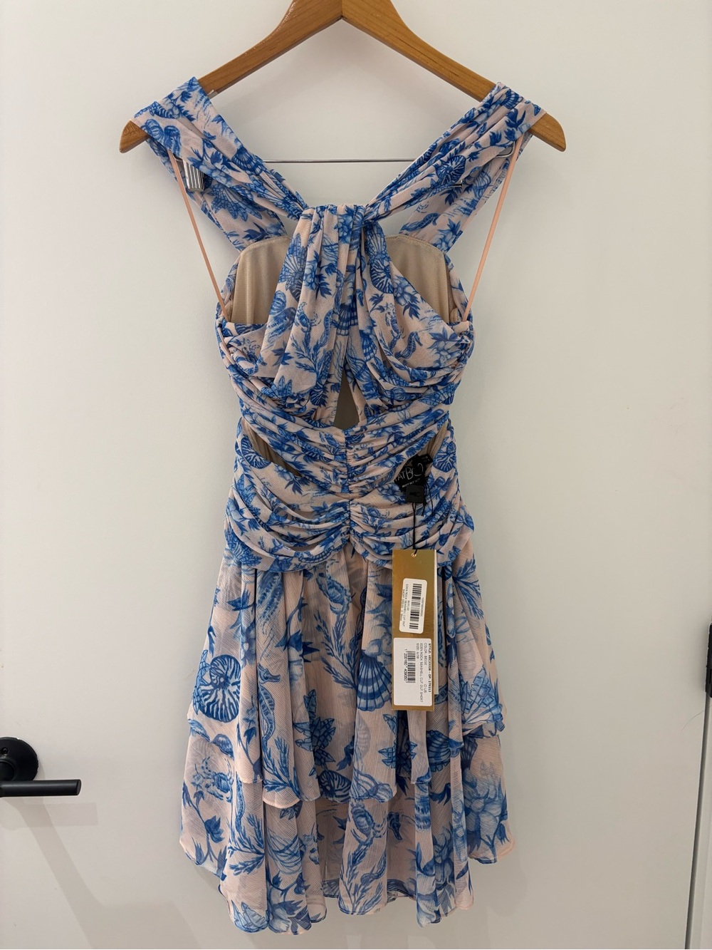 PatBO Blue Floral Cutout Mini Dress on Cream